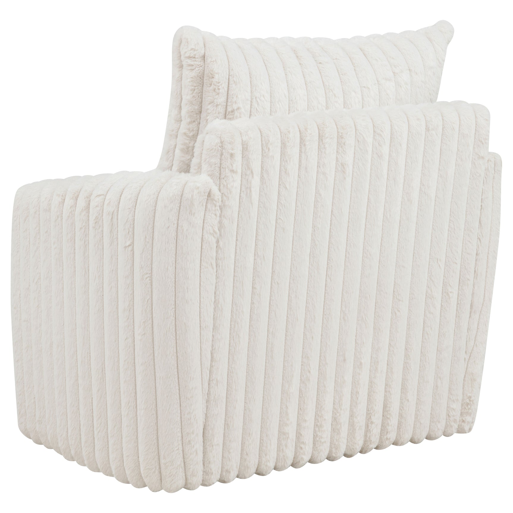 Sarco Ivory Corduroy Upholstered Swivel Accent Arm Chair - Ornate Home