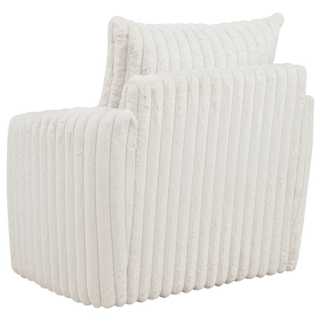 Sarco Ivory Corduroy Upholstered Swivel Accent Arm Chair - Ornate Home