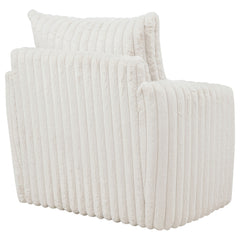 Sarco Ivory Corduroy Upholstered Swivel Accent Arm Chair - Ornate Home