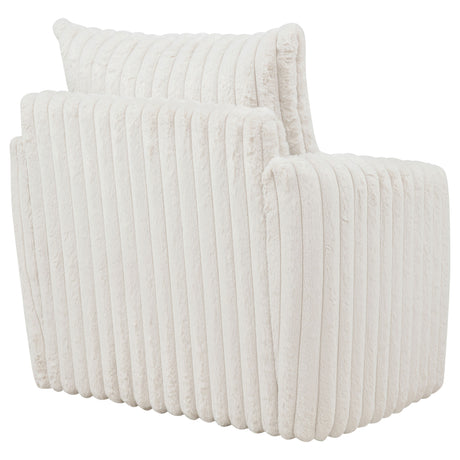 Sarco Ivory Corduroy Upholstered Swivel Accent Arm Chair - Ornate Home