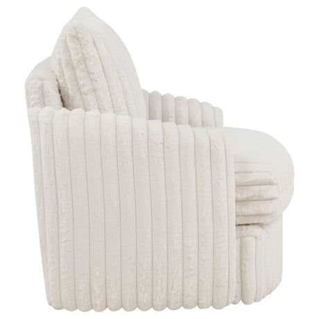 Sarco Ivory Corduroy Upholstered Swivel Accent Arm Chair - Ornate Home