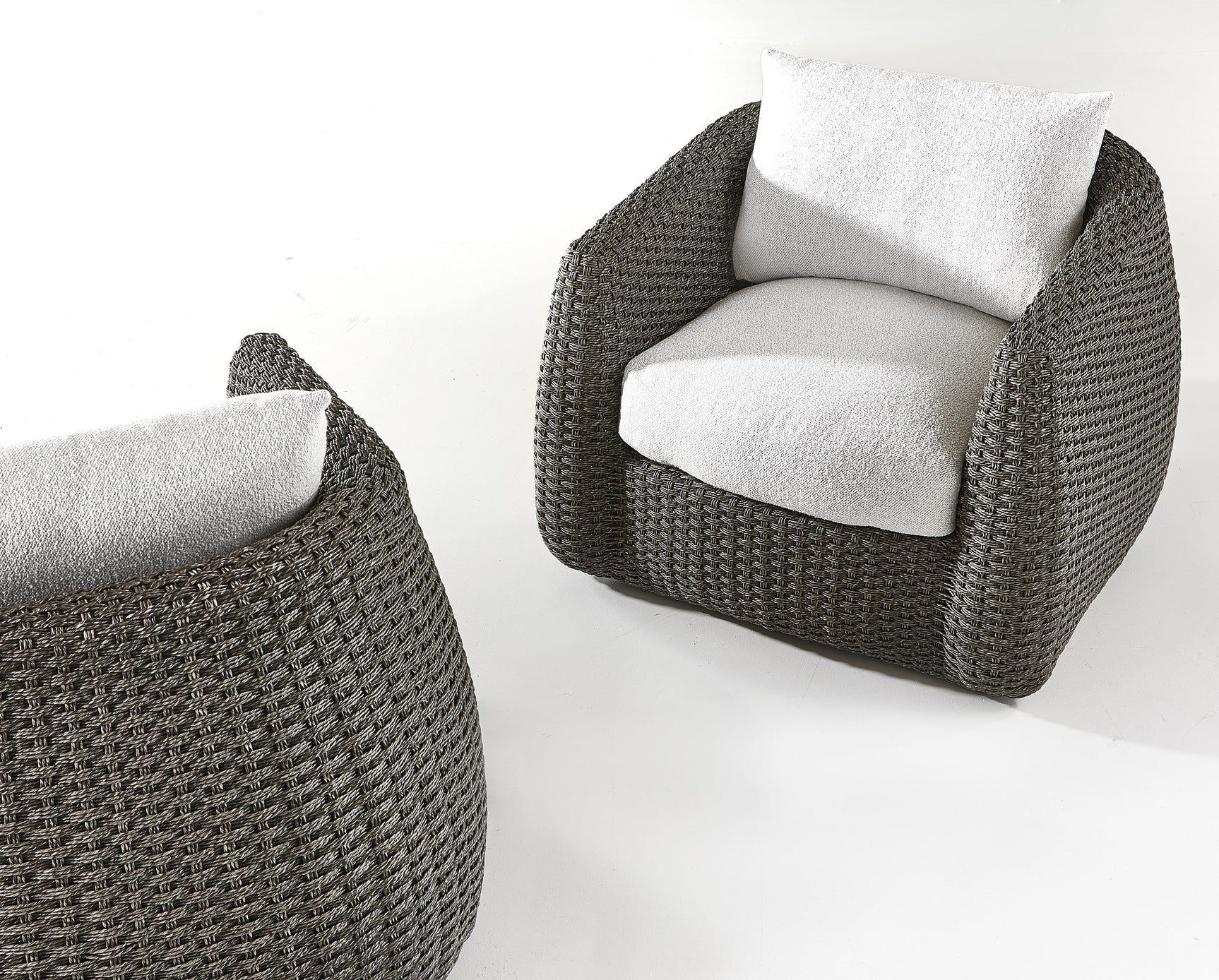 Sarene Dark Thatch/Beige/Tan Outdoor Swivel Chair - Ornate Home