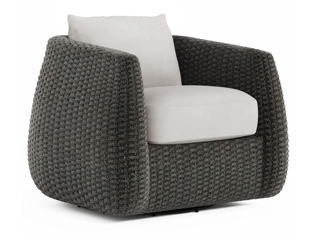Sarene Dark Thatch/Beige/Tan Outdoor Swivel Chair - Ornate Home