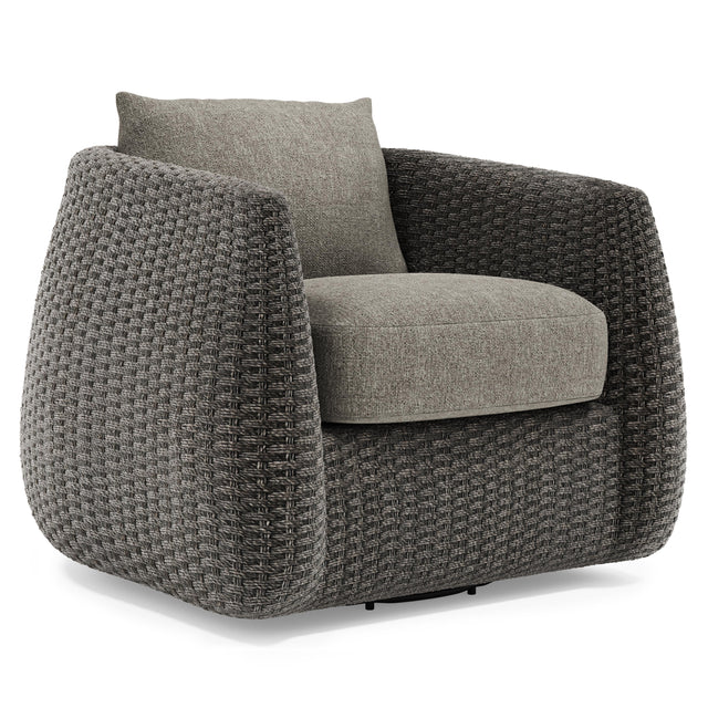 Sarene Dark Thatch Outdoor Swivel Chair - Ornate Home