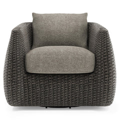 Sarene Dark Thatch Outdoor Swivel Chair - Ornate Home