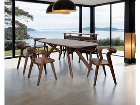 Sargans Rich Walnut 7 Piece Dining Set - Ornate Home