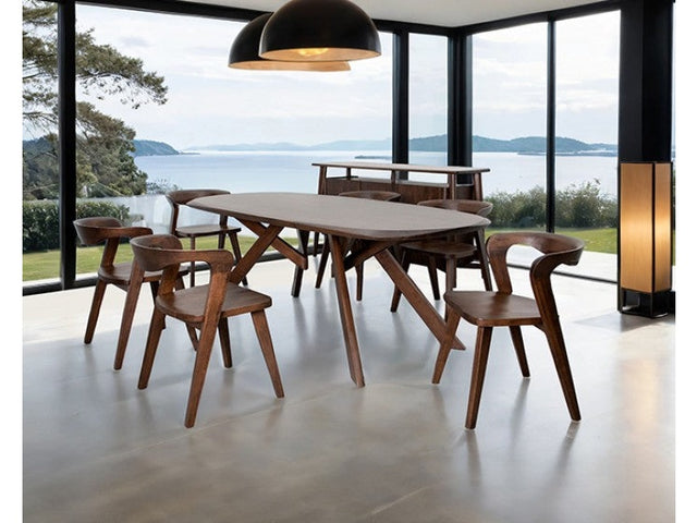 Sargans Rich Walnut 7 Piece Dining Set - Ornate Home