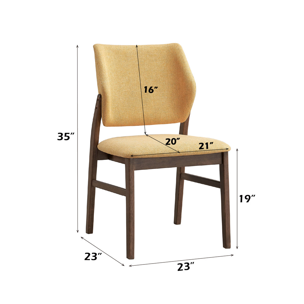 Sarha Yellow & Walnut Side Chair (Set of 2) - Ornate Home