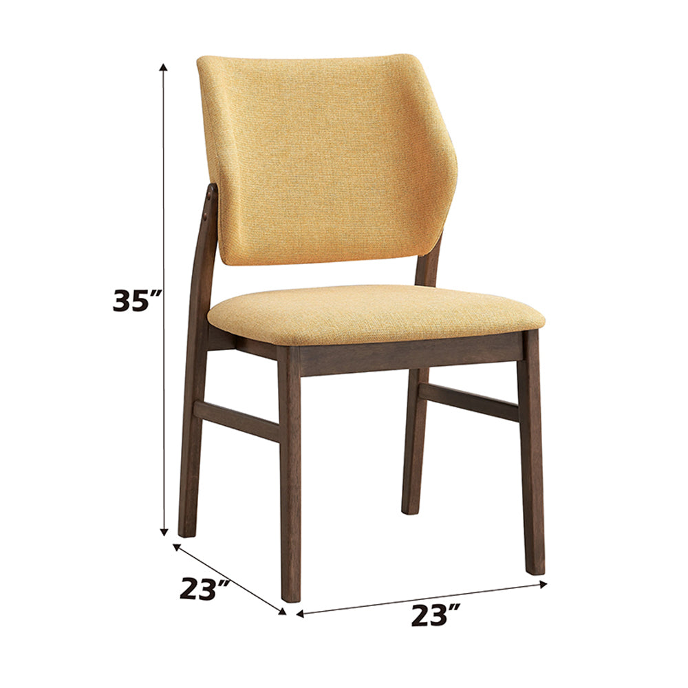 Sarha Yellow & Walnut Side Chair (Set of 2) - Ornate Home