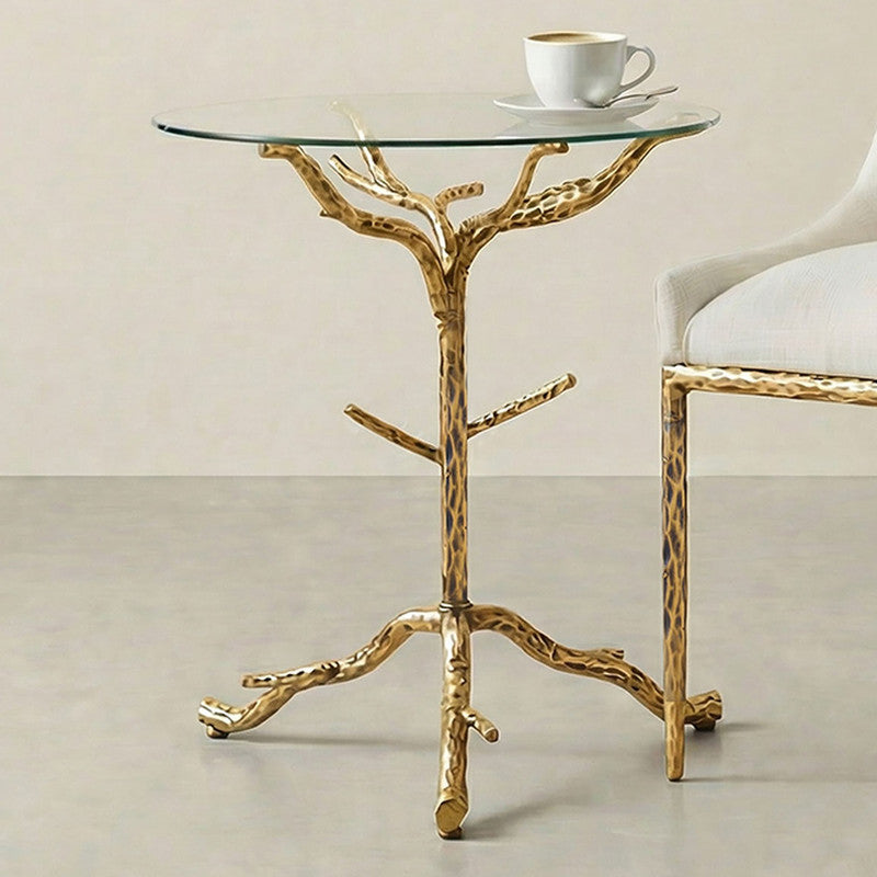 Sarna Matte Gold Side Table - Ornate Home