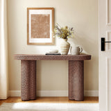 Sarova Mocha 59 Inch Natural Rattan Console Table