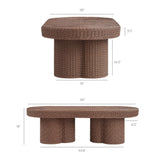 Sarova Mocha 60 Inch Natural Rattan Pedestal Coffee Table