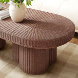 Sarova Mocha 60 Inch Natural Rattan Pedestal Coffee Table