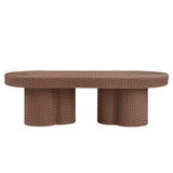 Sarova Mocha 60 Inch Natural Rattan Pedestal Coffee Table