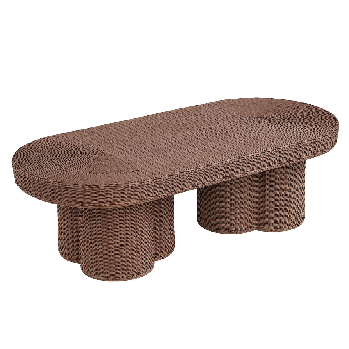 Sarova Mocha 60 Inch Natural Rattan Pedestal Coffee Table