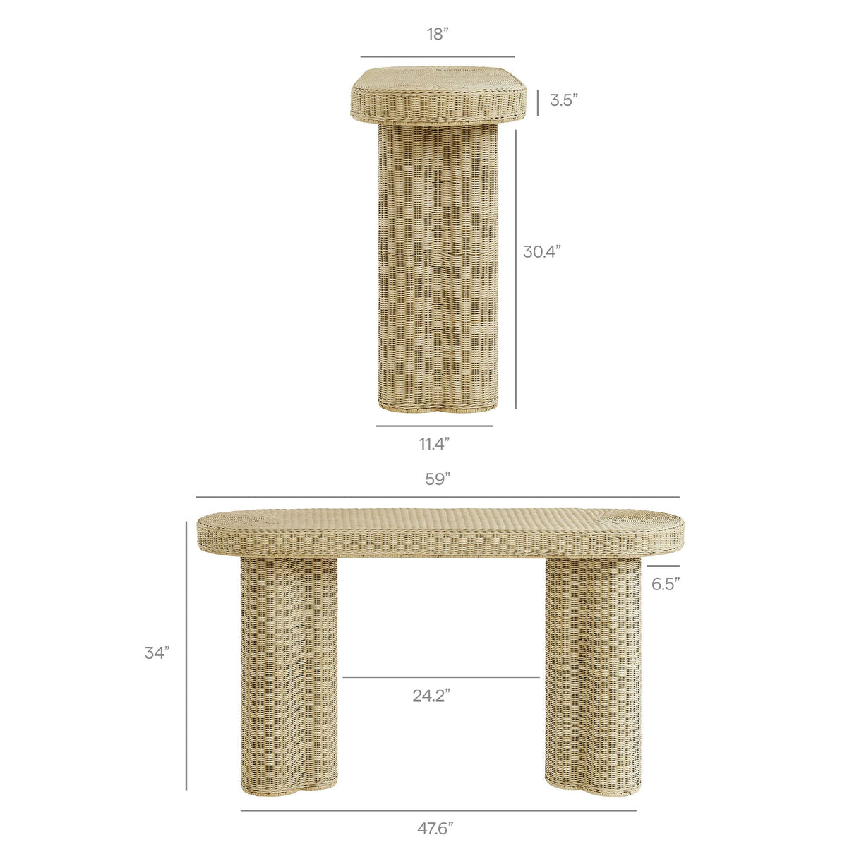 Sarova Natural 59 Inch Rattan Console Table