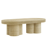 Sarova Natural 60 Inch Rattan Pedestal Coffee Table - Ornate Home