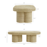 Sarova Natural 60 Inch Rattan Pedestal Coffee Table - Ornate Home