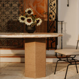 Sartoria Breccia Marble/Natural Dining Table - Ornate Home