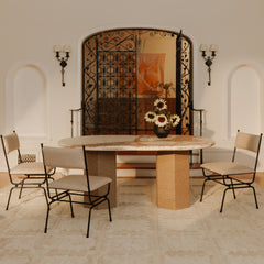 Sartoria Breccia Marble/Natural Dining Table - Ornate Home