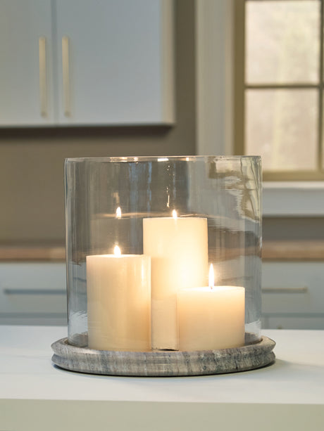 Saskia Clear/Beige Candle Holder - Ornate Home