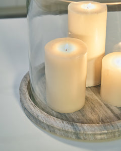 Saskia Clear/Beige Candle Holder - Ornate Home