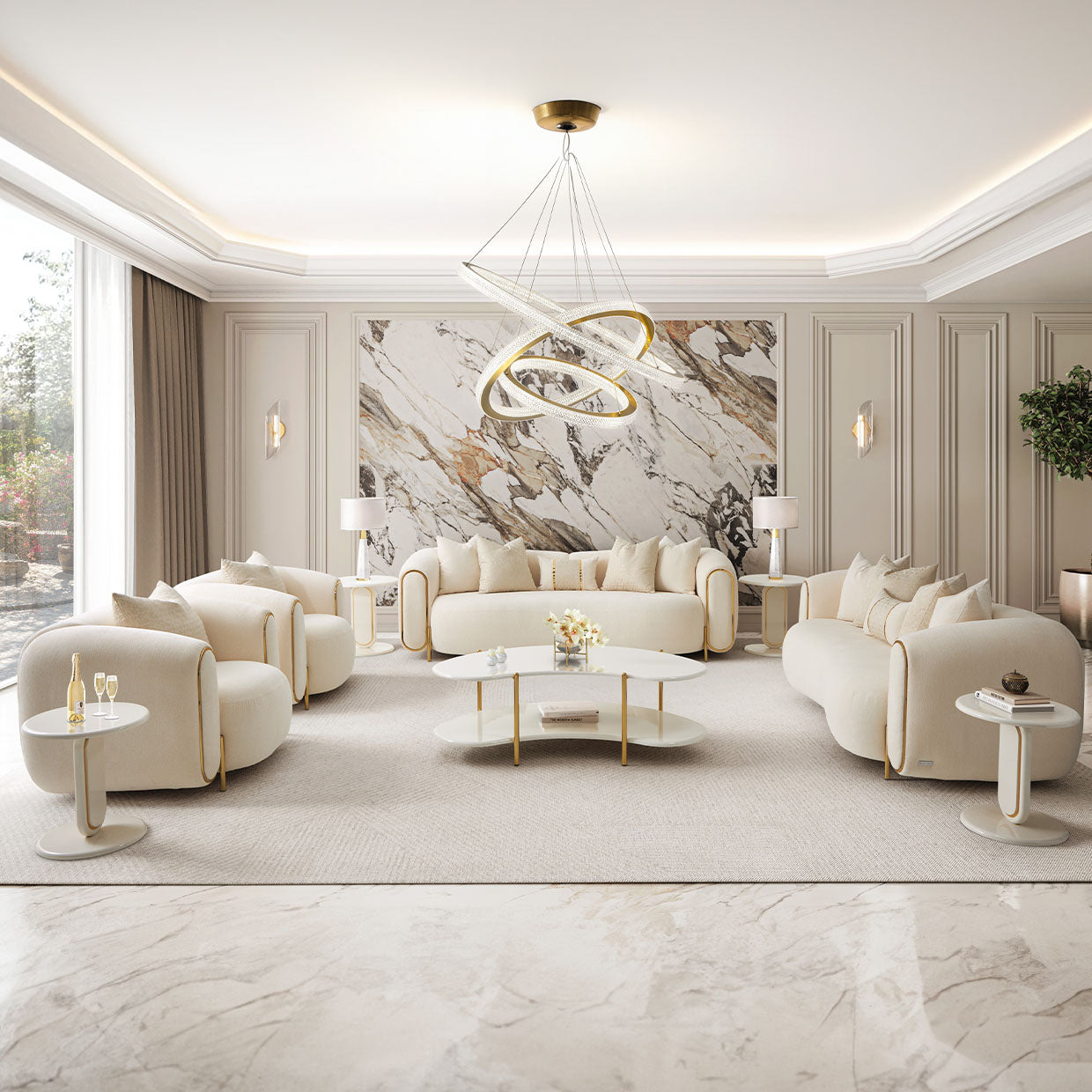 Sassani Gold/Crepe Loveseat - Ornate Home