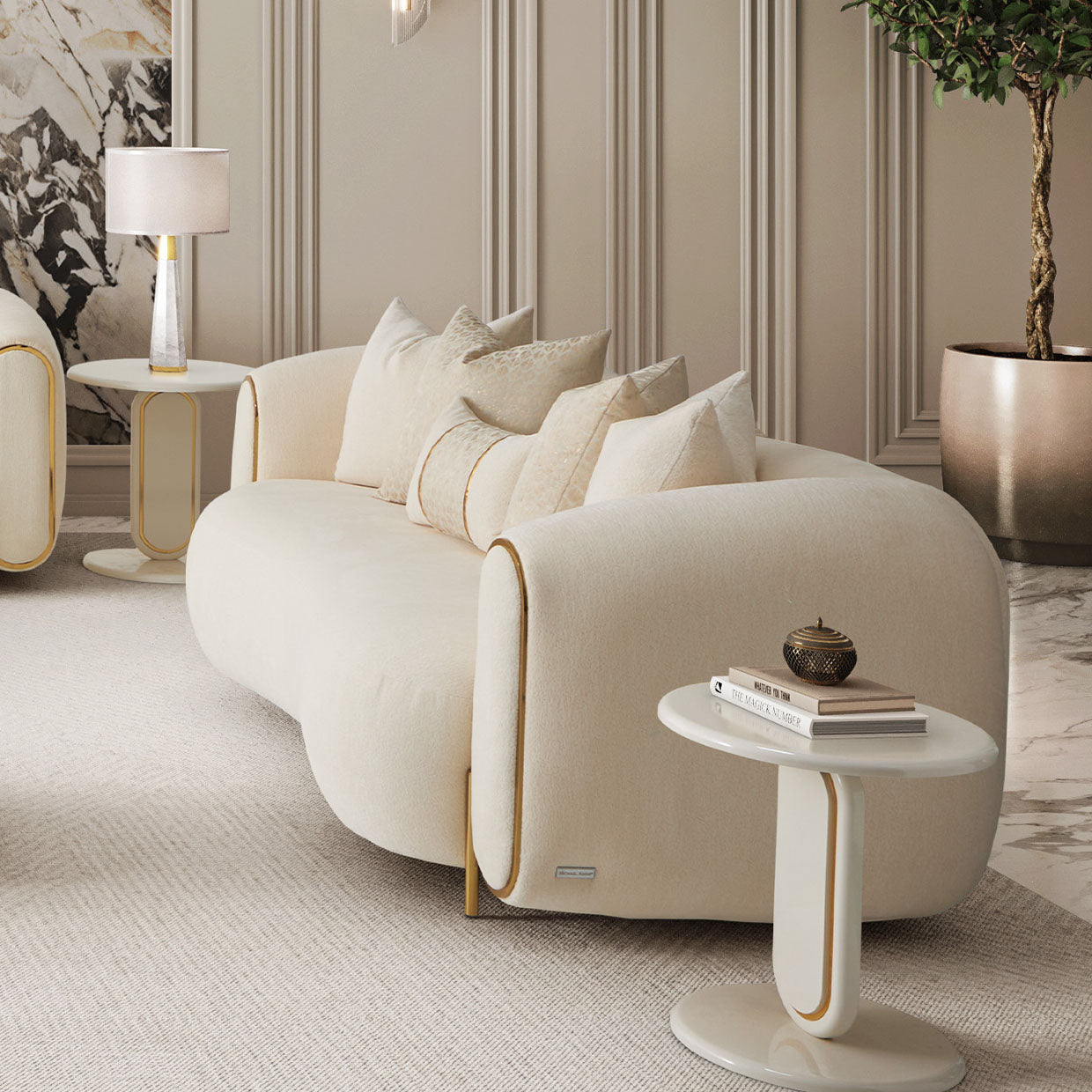 Sassani Gold/Crepe Loveseat - Ornate Home