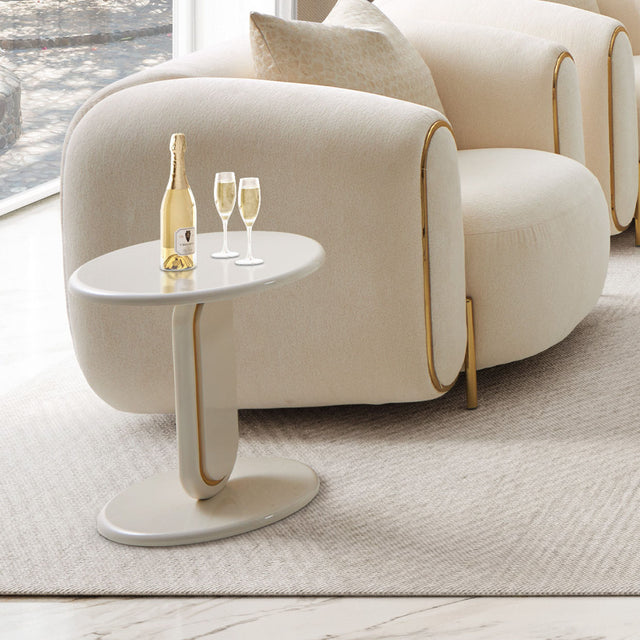 Sassani Pearl White End Table - Ornate Home