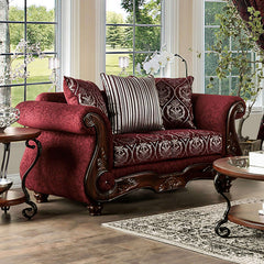 Sassari Burgundy Loveseat - Ornate Home