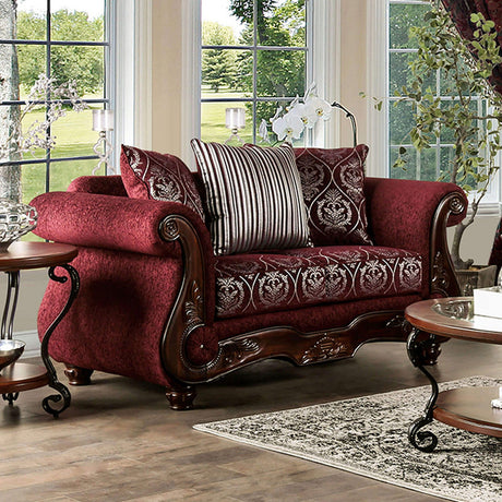 Sassari Burgundy Loveseat - Ornate Home