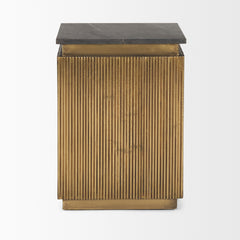 Satima Black/Gold Marble Metal Square Fluted Accent Table - Ornate Home