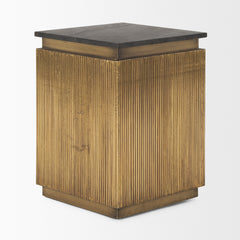 Satima Black/Gold Marble Metal Square Fluted Accent Table - Ornate Home