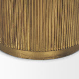 Satima White/Gold Marble Metal Round Fluted Accent Table - Ornate Home