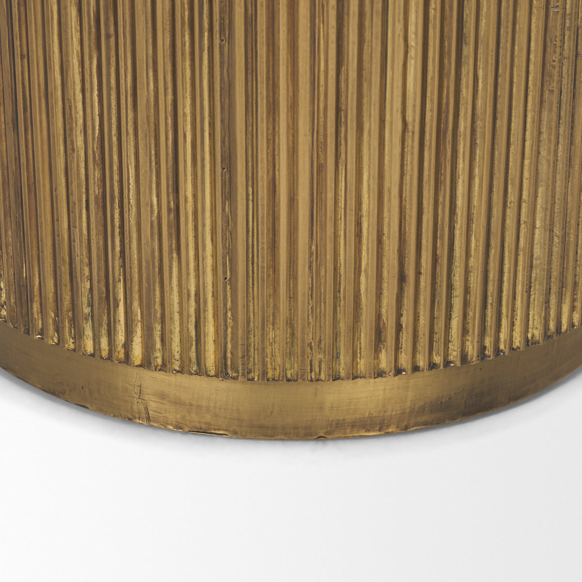 Satima White/Gold Marble Metal Round Fluted Accent Table - Ornate Home