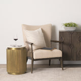 Satima White/Gold Marble Metal Round Fluted Accent Table - Ornate Home