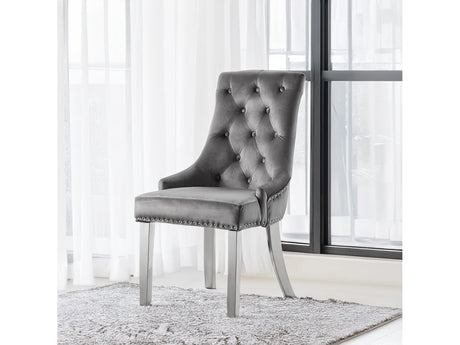 Satinka Gray & Mirrored Silver Side Chair (Set of 2) - Ornate Home