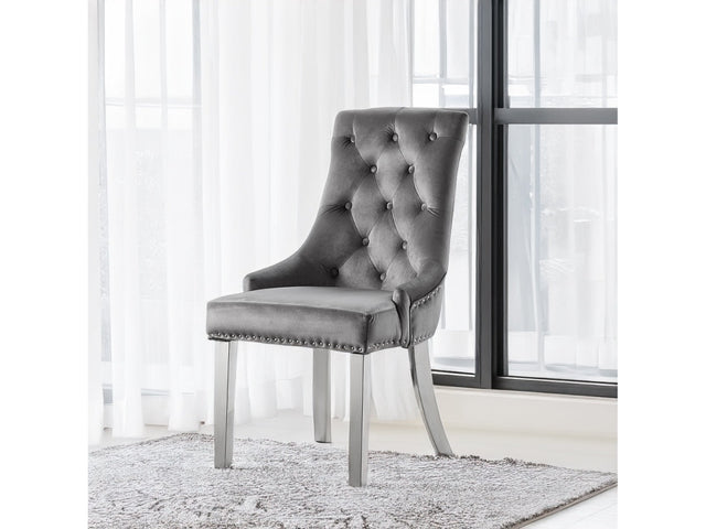 Satinka Gray & Mirrored Silver Side Chair (Set of 2) - Ornate Home