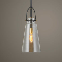 Saugus Black/Brass Industrial 1 Light Pendant - Ornate Home