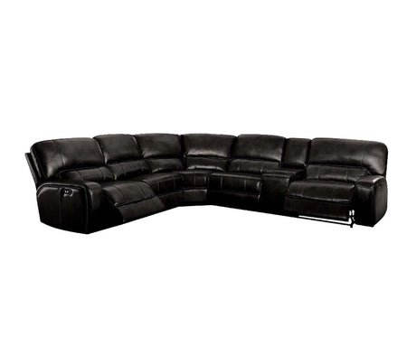 Saul Black Leather-Aire Power Motion Sectional Sofa - Ornate Home