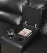 Saul Black Leather-Aire Power Motion Sectional Sofa - Ornate Home