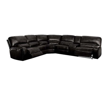 Saul Black Leather-Aire Power Motion Sectional Sofa - Ornate Home