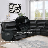 Saul Black Power Motion Sectional Sofa - Ornate Home