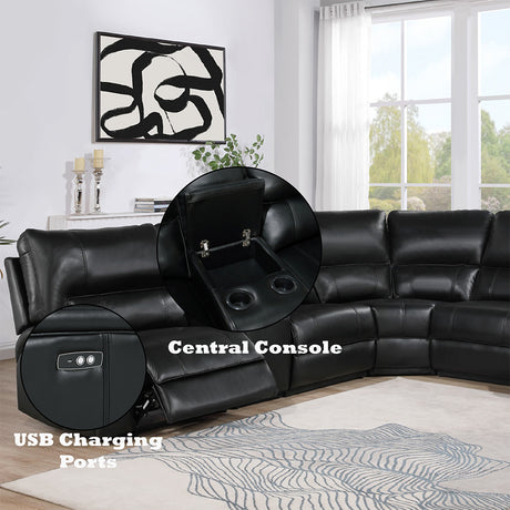 Saul Black Power Motion Sectional Sofa - Ornate Home