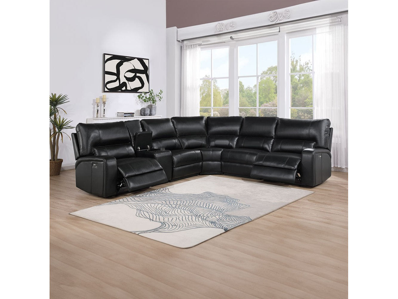 Saul Black Power Motion Sectional Sofa - Ornate Home