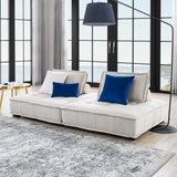 Saunter Beige 2-Piece Tufted Fabric Loveseat - Ornate Home