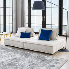 Saunter Beige 2-Piece Tufted Fabric Loveseat - Ornate Home