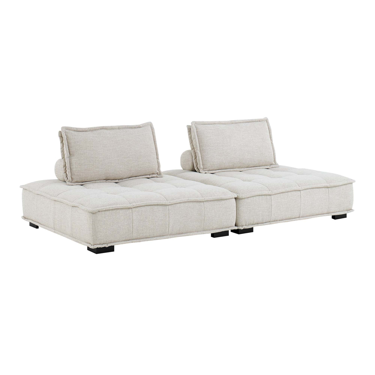 Saunter Beige 2-Piece Tufted Fabric Loveseat - Ornate Home