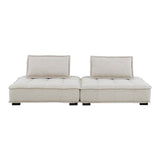 Saunter Beige 2-Piece Tufted Fabric Loveseat - Ornate Home