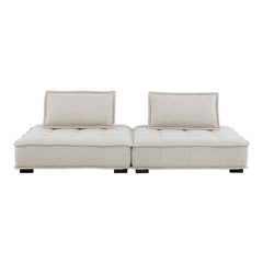 Saunter Beige 2-Piece Tufted Fabric Loveseat - Ornate Home